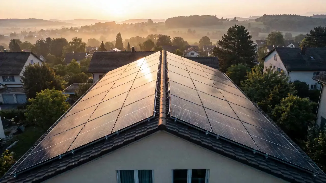 Hausdach mit Solarmodulen